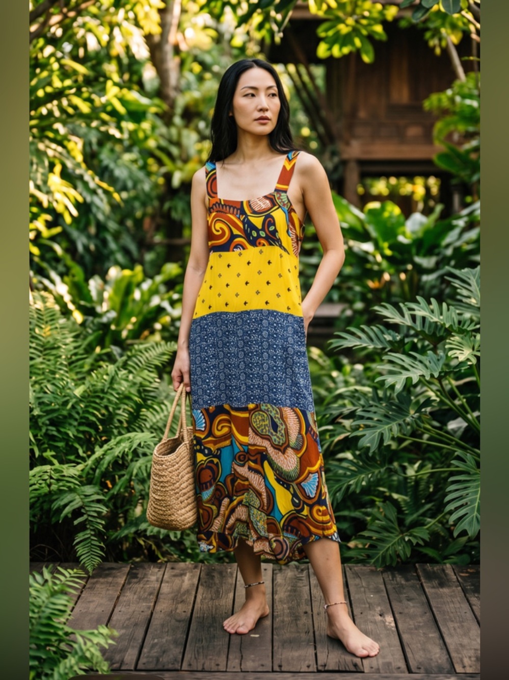 Coco Bianco rayon colorful Maxi dress